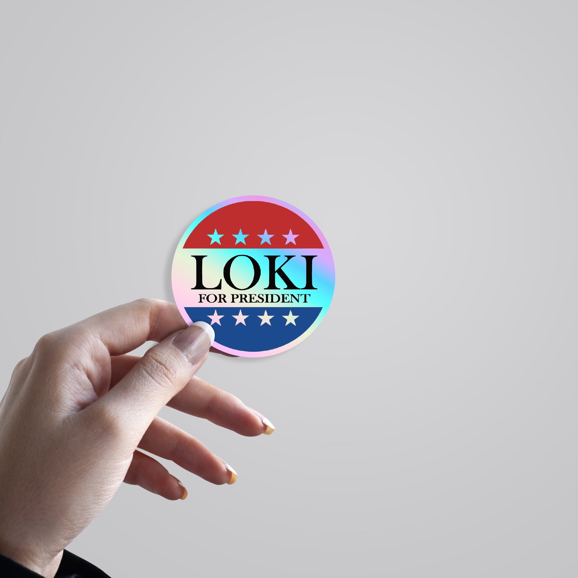 Loki for President Holographic Stickers