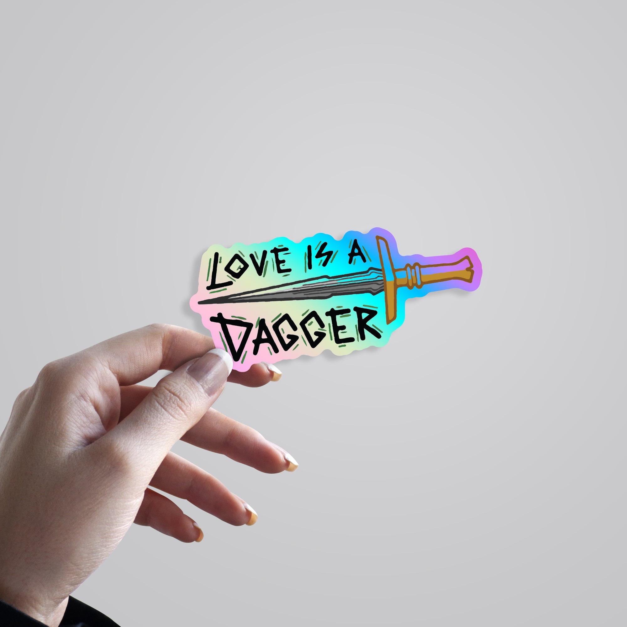 Love Is A Dagger Holographic Stickers