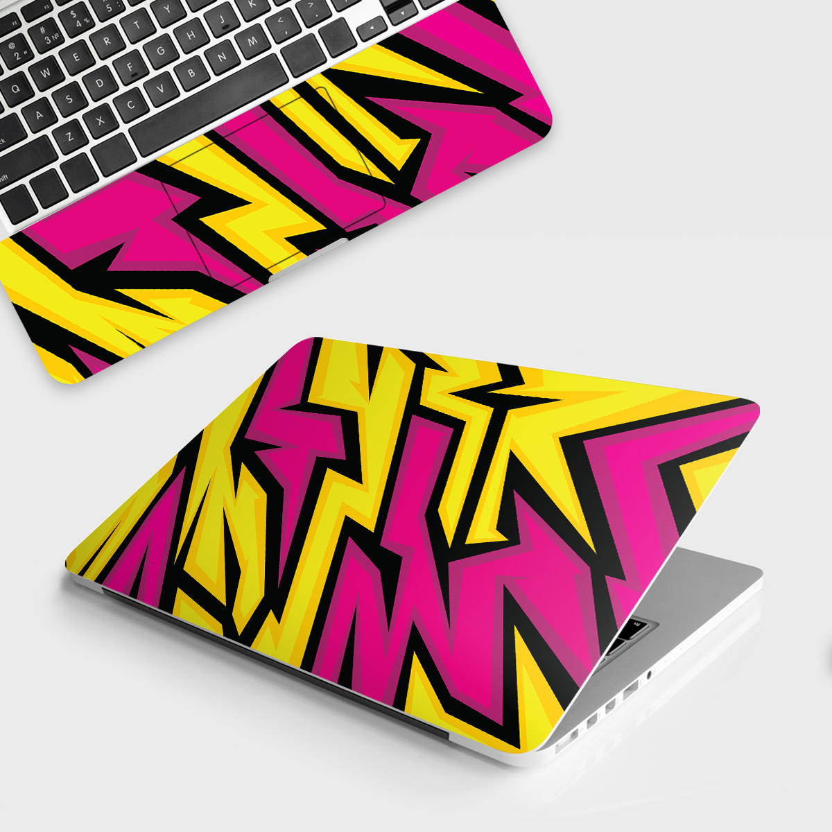 Fomo Store Laptop Skins Abstract Yellow & Pink Racing Stripes