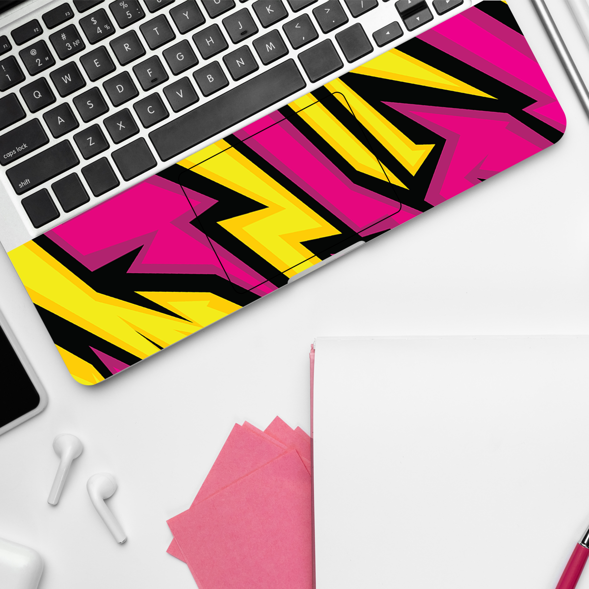 Yellow & Pink Racing Stripes Abstract Laptop Skin