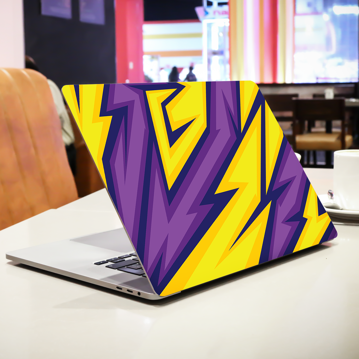 Yellow & Purple Racing Stripes Abstract Laptop Skin