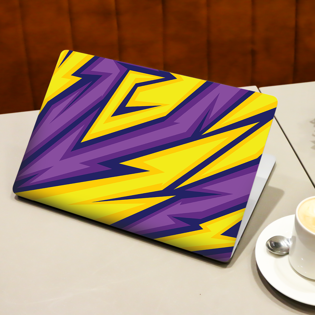 Yellow & Purple Racing Stripes Abstract Laptop Skin