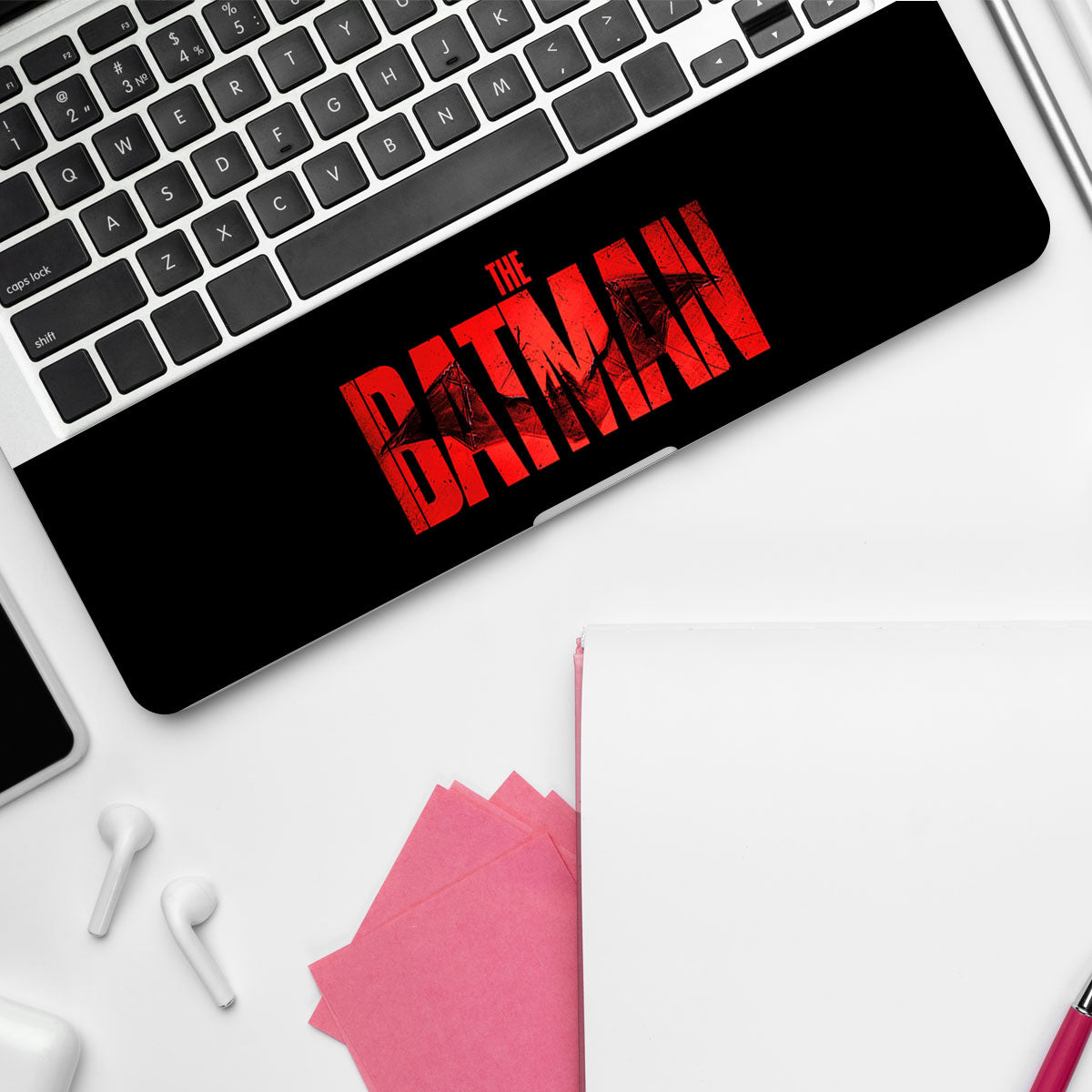 The Batman in Bold Red Comic Laptop Skin