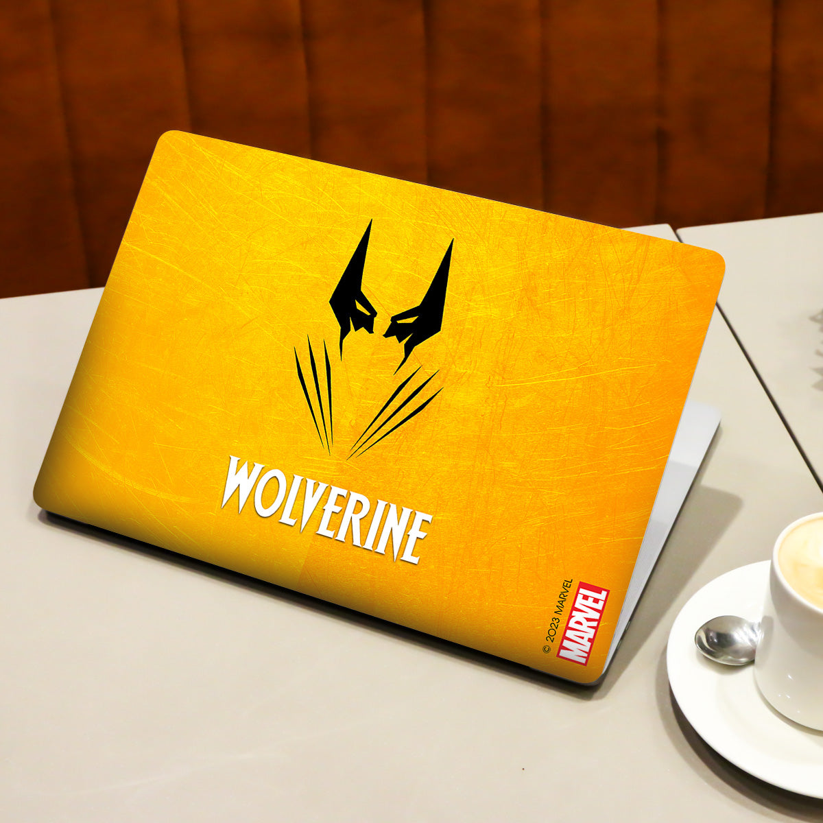 Wolverine with Yellow Background Comic Laptop Skin