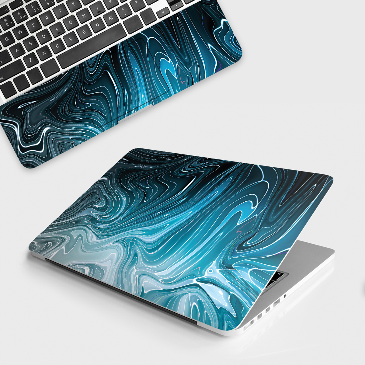 Fomo Store Laptop Skins Marble Cerulean Liquid Texture