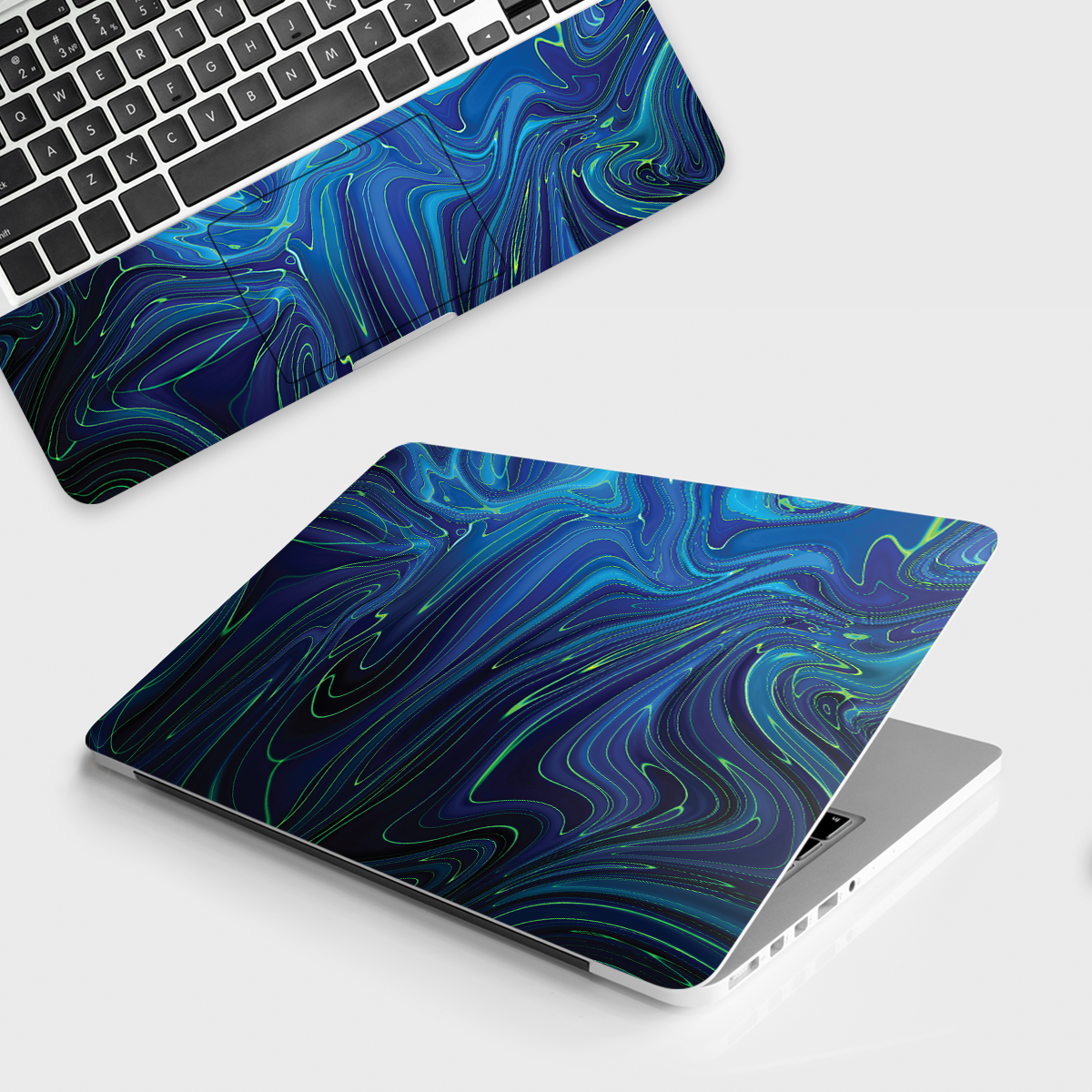 Fomo Store Laptop Skins Marble Cobalt Liquid Design