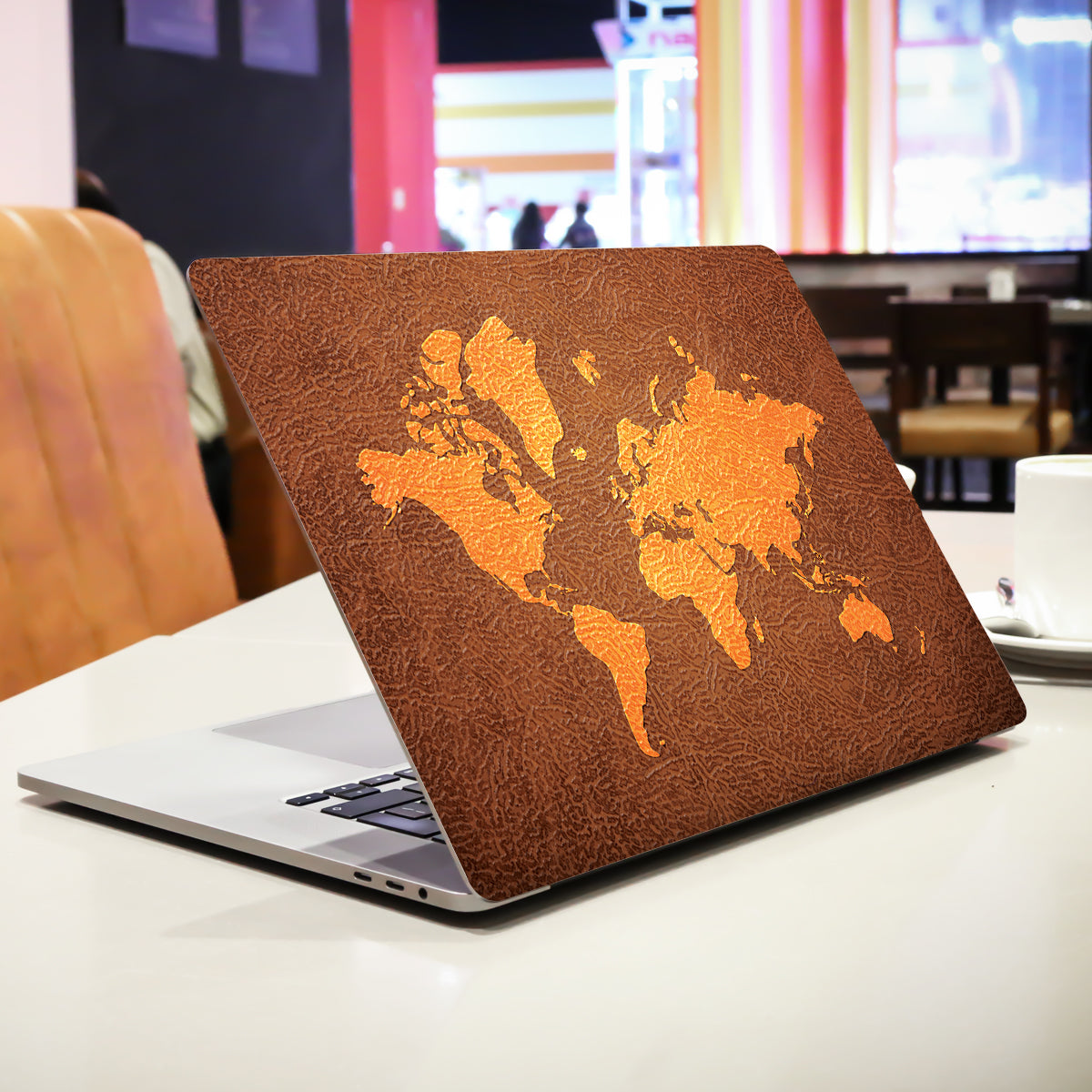 Brown World Map Laptop Skin