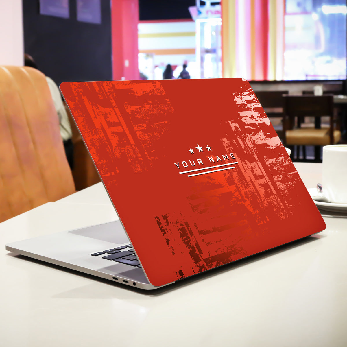 Star Red with Name Laptop Skin