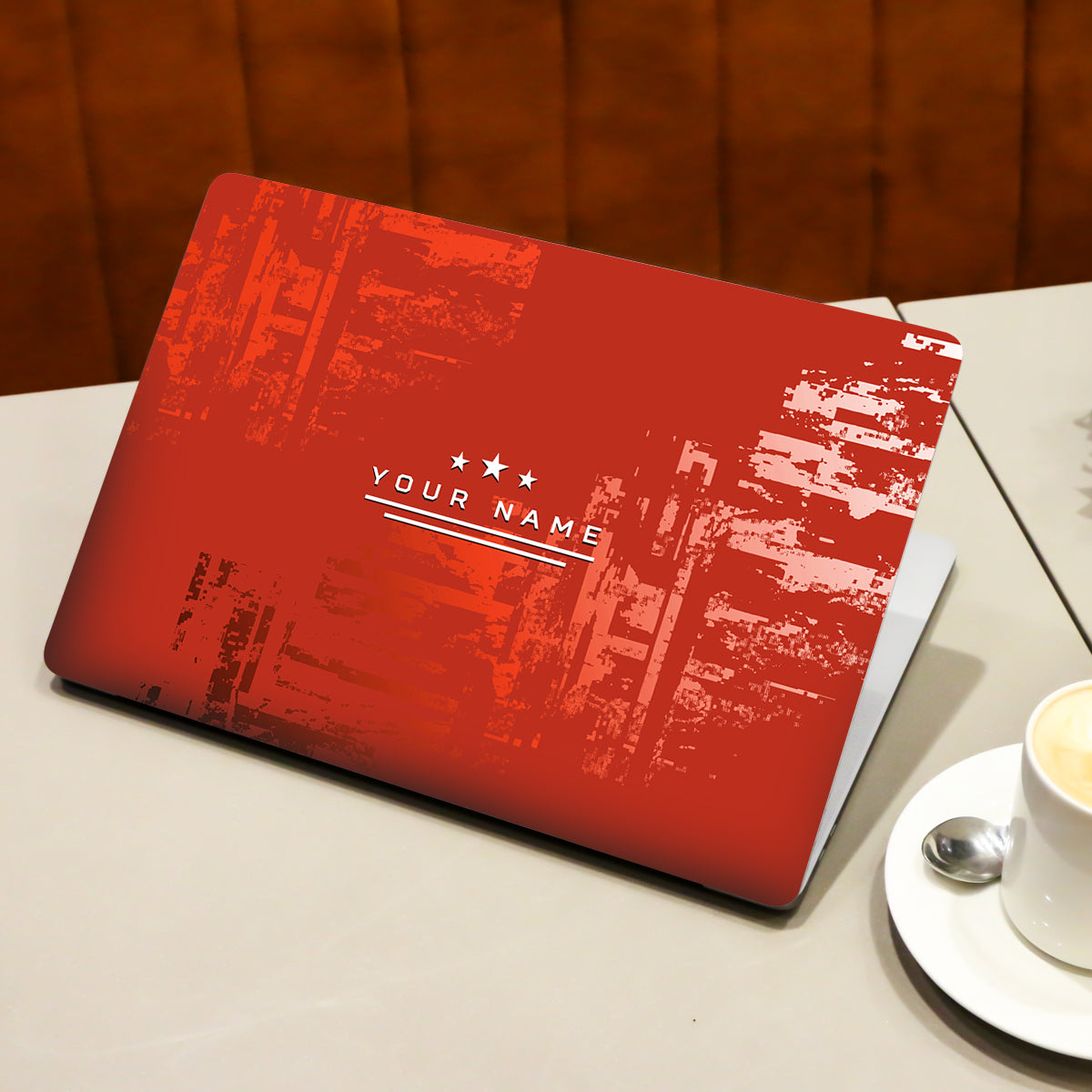 Star Red with Name Laptop Skin