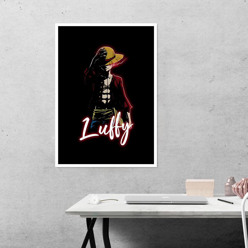 Luffy in Black Background Anime Poster