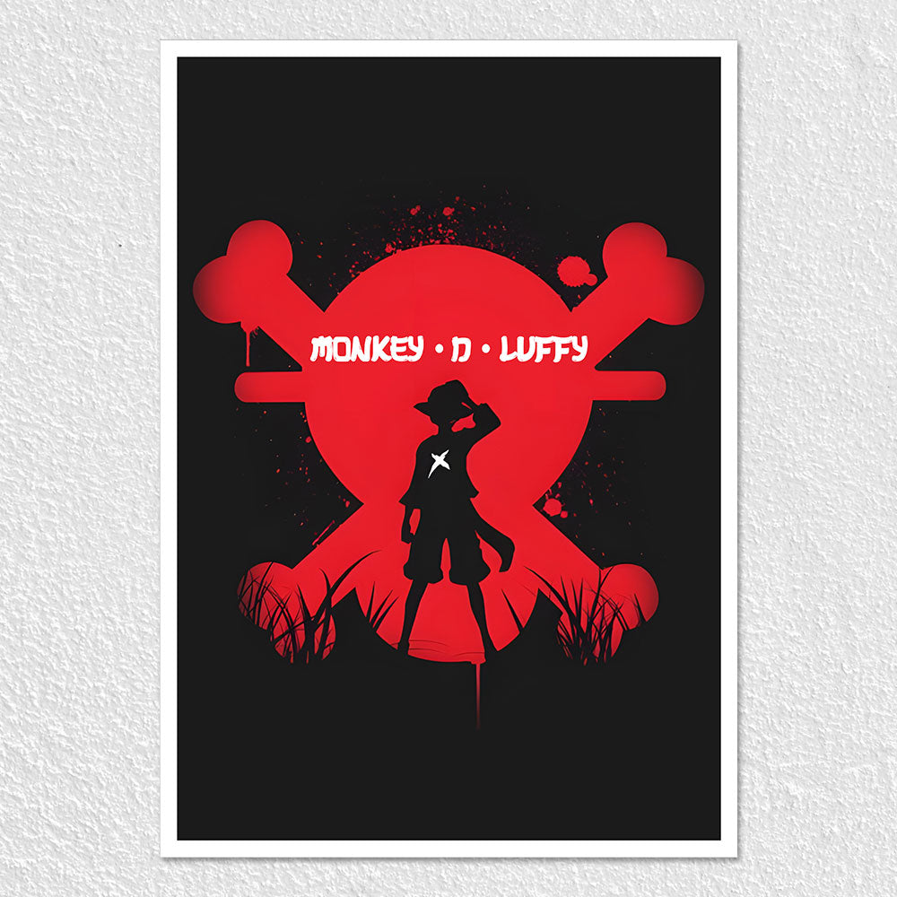 Fomo Store Posters Anime Monkey D Luffy in Red Skull
