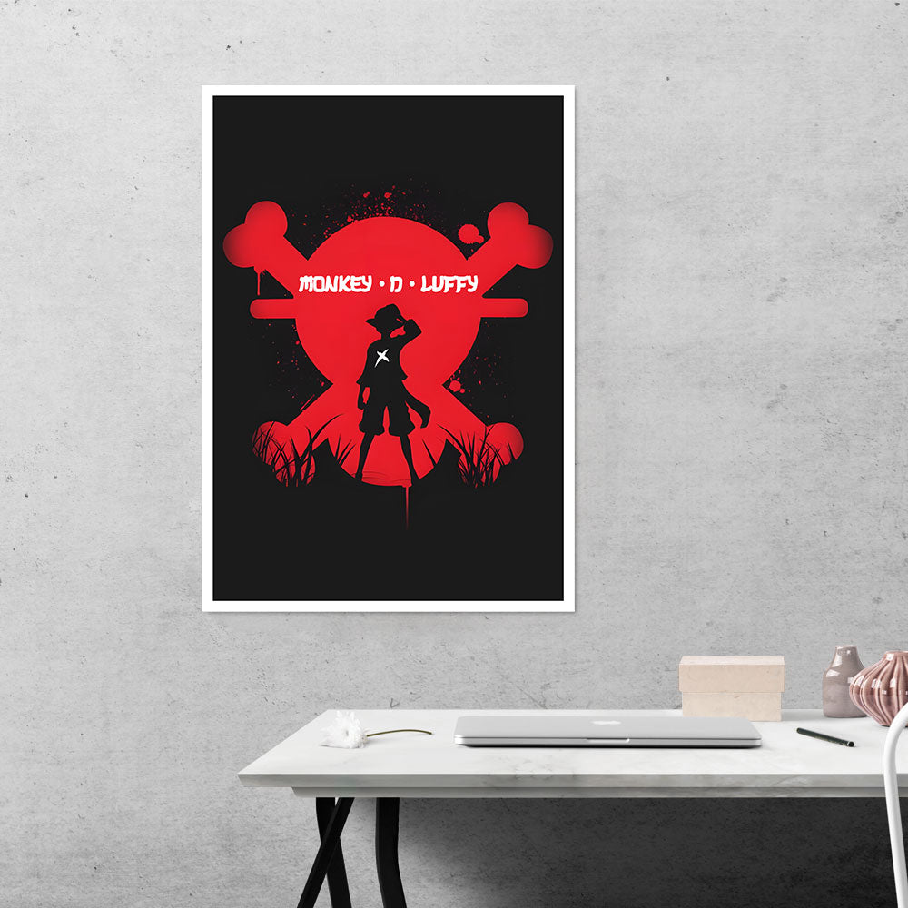 Monkey D Luffy in Red Skull Anime Poster