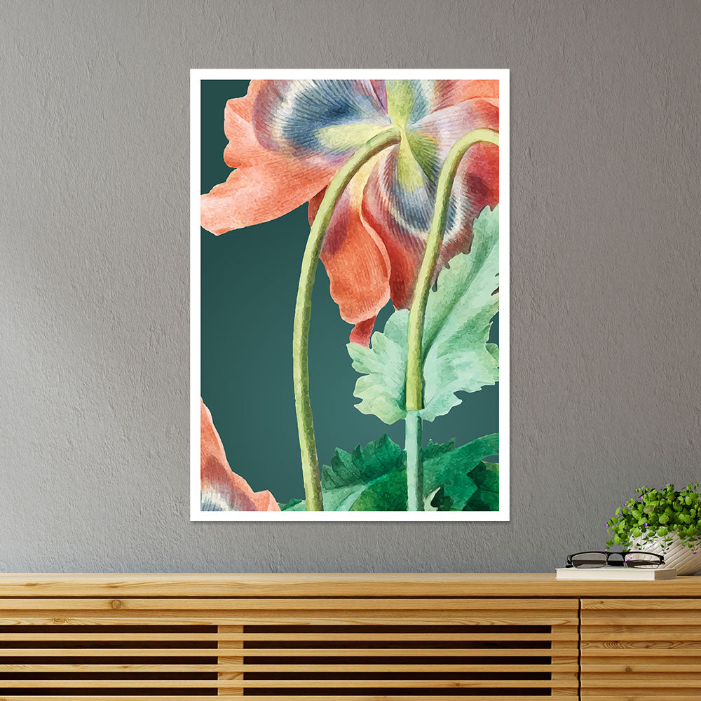 Poppy Stem Flower Botanical Poster