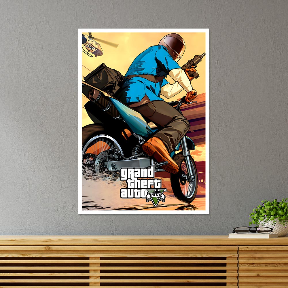 Biker in GTA 5 Gaming Poster