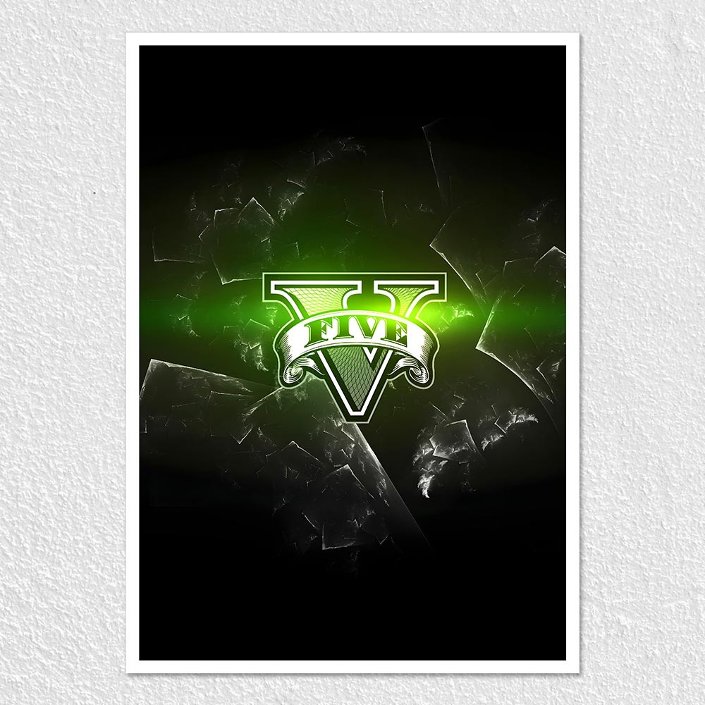 Fomo Store Posters Gaming GTA 5 Logo in Luminous Green