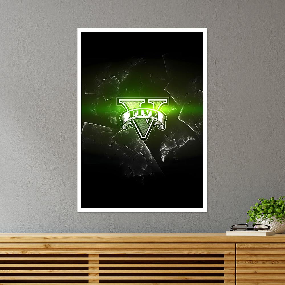 GTA 5 Logo in Luminous Green Gaming Poster