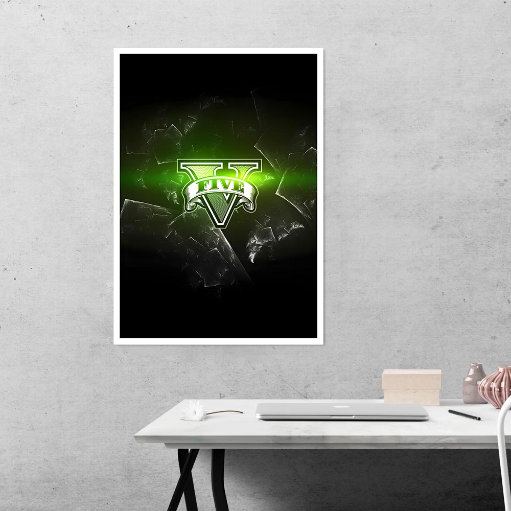 GTA 5 Logo in Luminous Green Gaming Poster