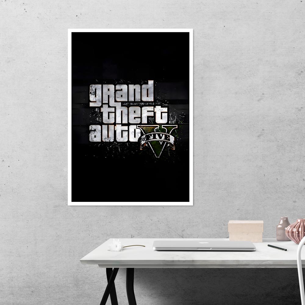 GTA 5 in Grunge Design Gaming Poster