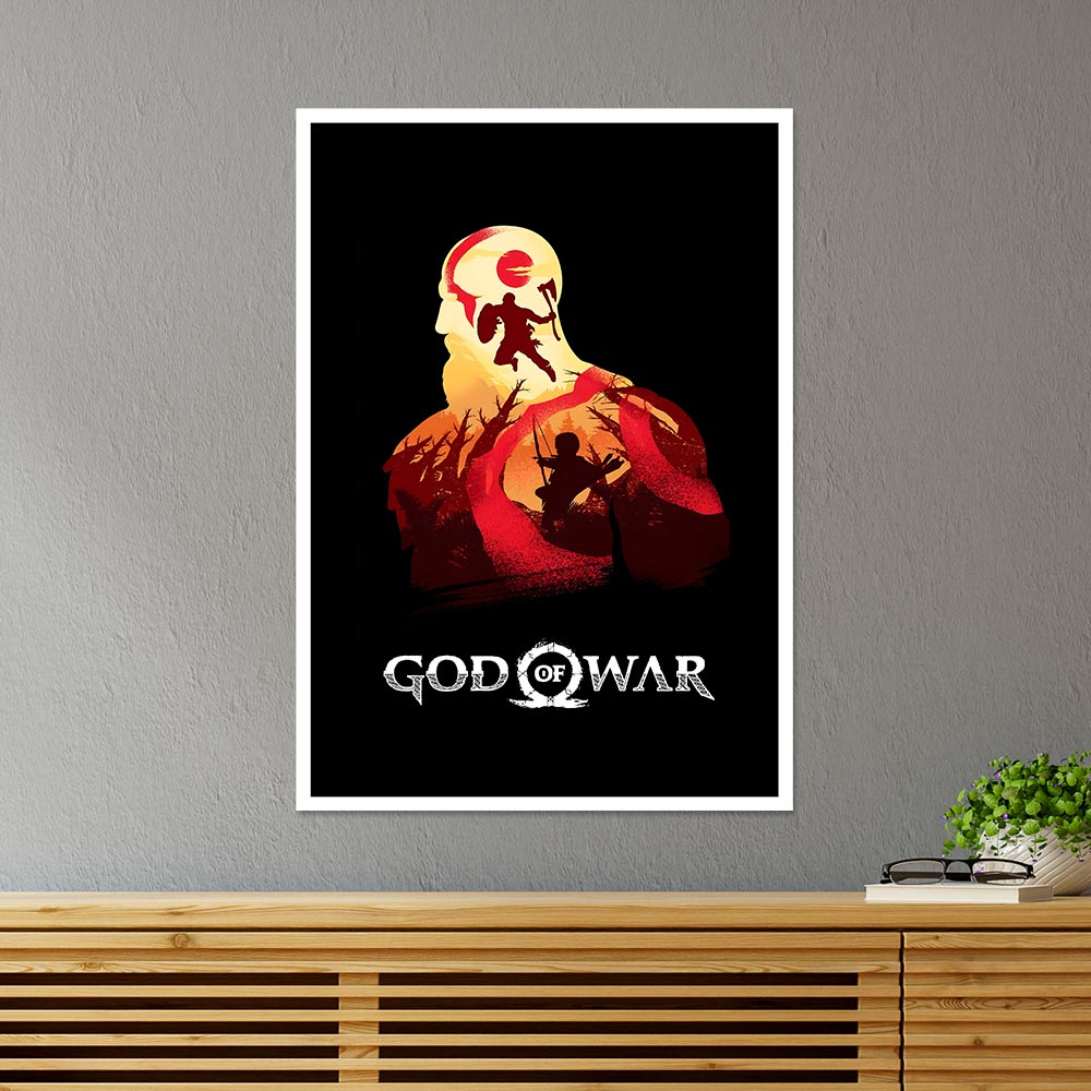 God of War Kratos Silhouette Gaming Poster