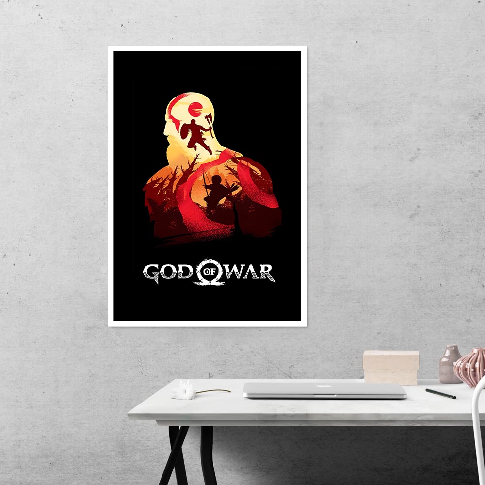 God of War Kratos Silhouette Gaming Poster