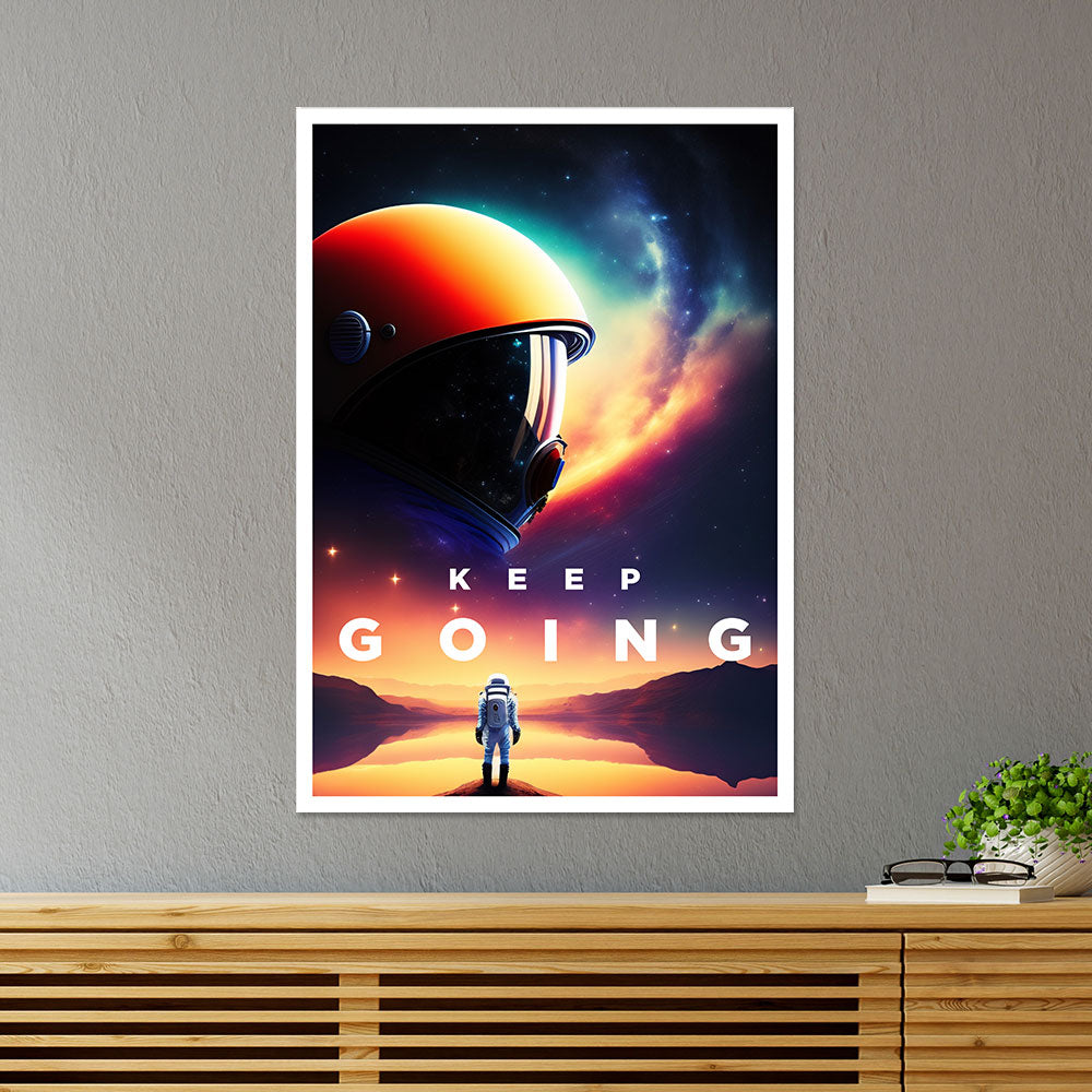 Keep Going Space Aesthetic Motivational Poster