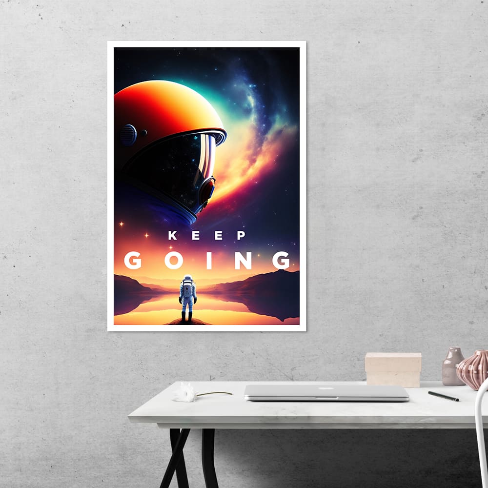 Keep Going Space Aesthetic Motivational Poster