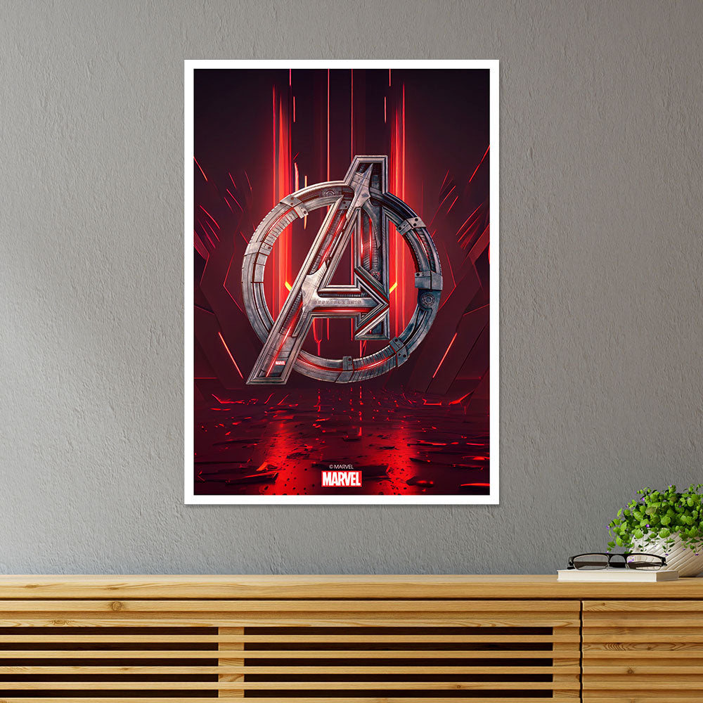 Avengers Logo in Red Movies Poster