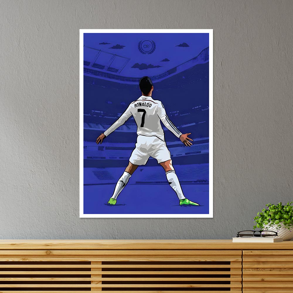 Ronaldo in Minimalist Blue Sports Poster