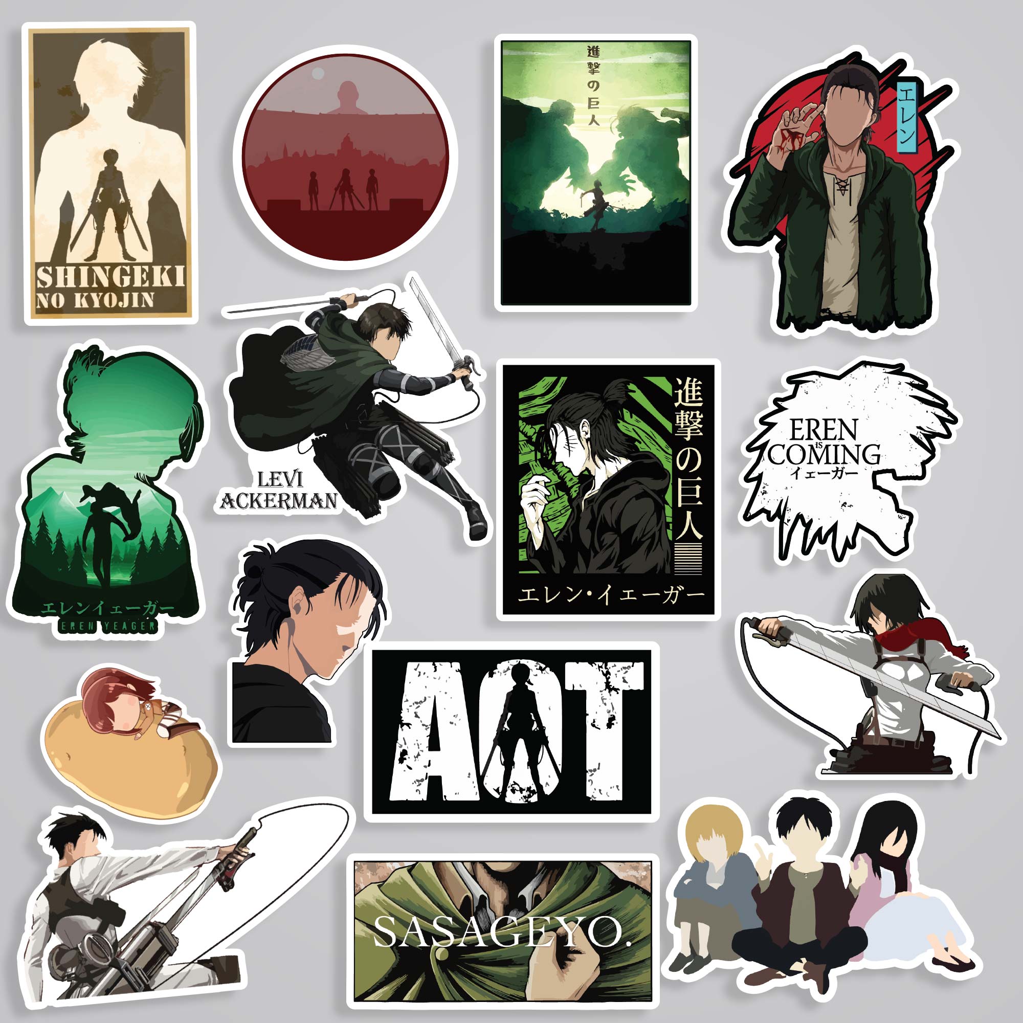 Fomo Store 15 Attack On Titan Stickers in Pack 1