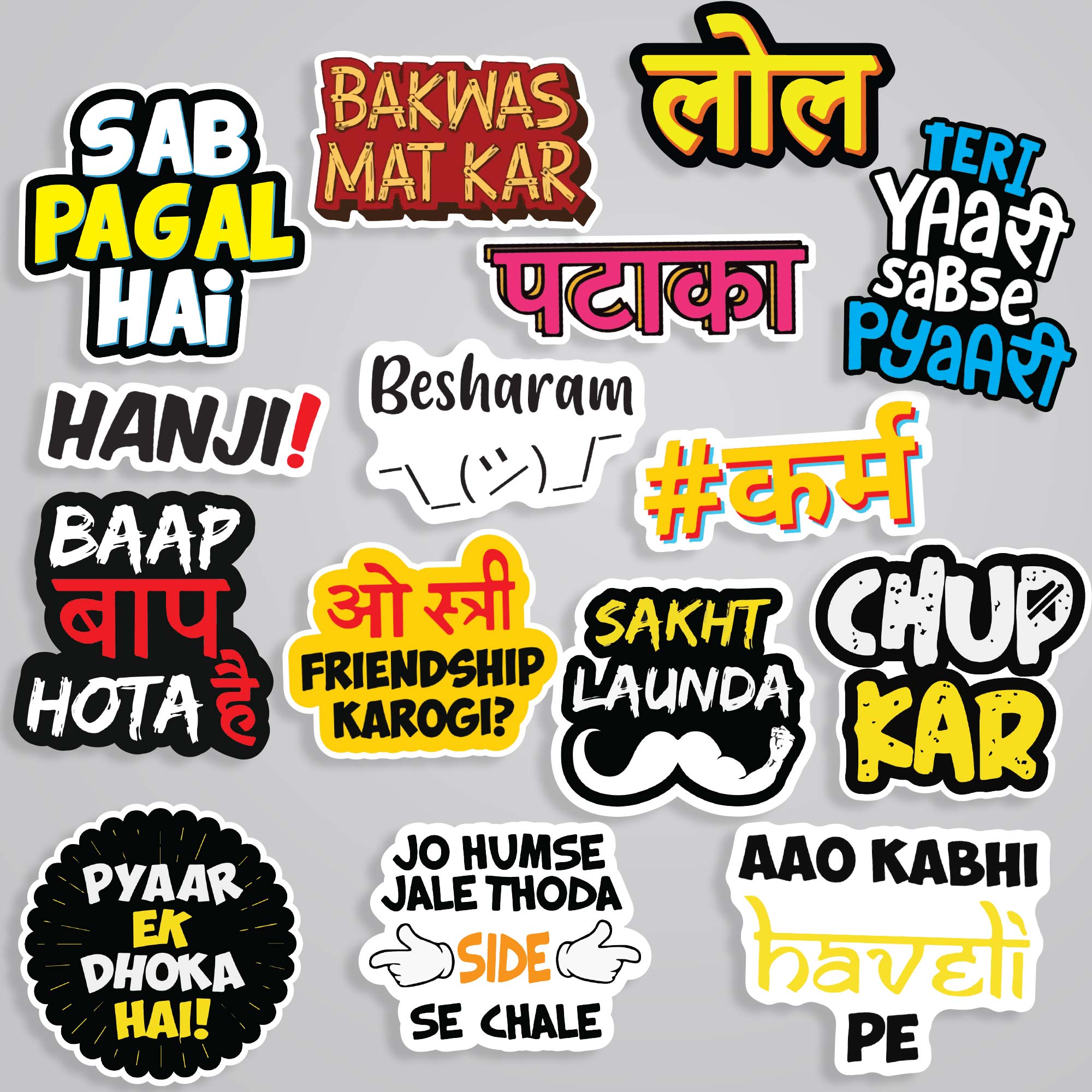 Fomo Store 15 Hindi Edition Stickers in Pack 1