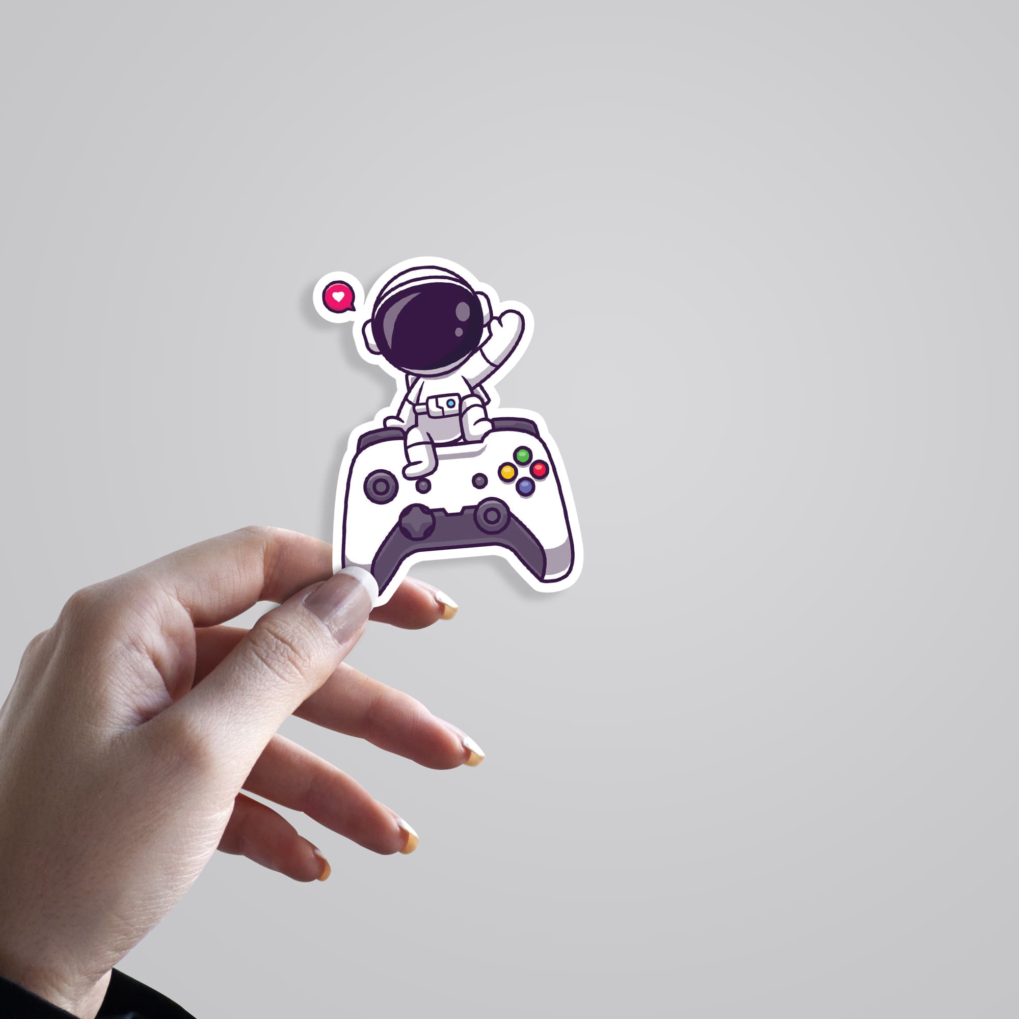 Astronaut Waving on Controller Gaming Stickers