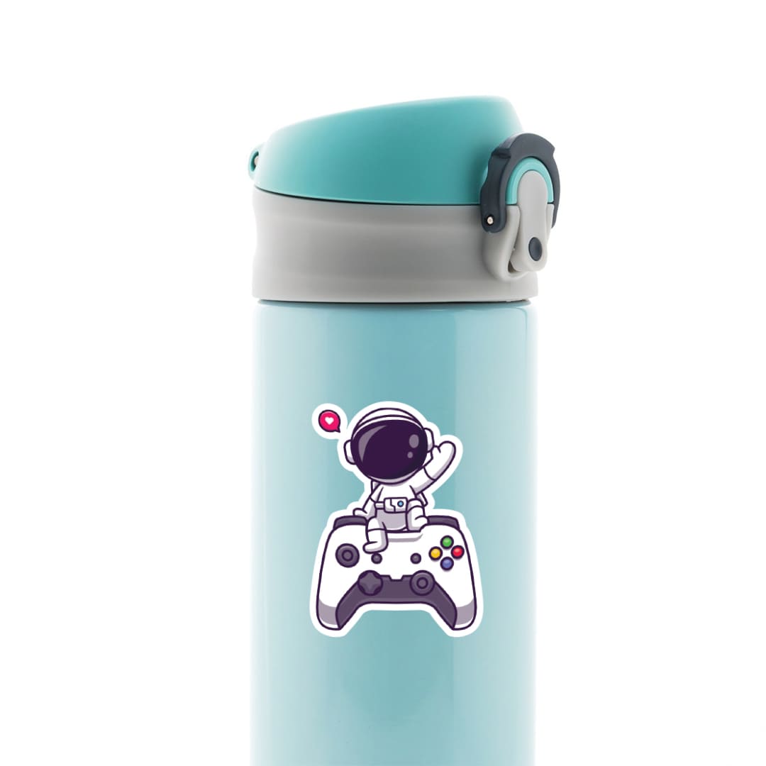 Astronaut Waving on Controller Gaming Stickers