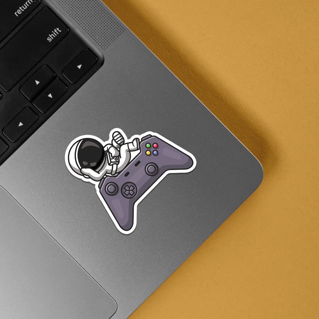 Chill Astronaut On Controller Gaming Stickers