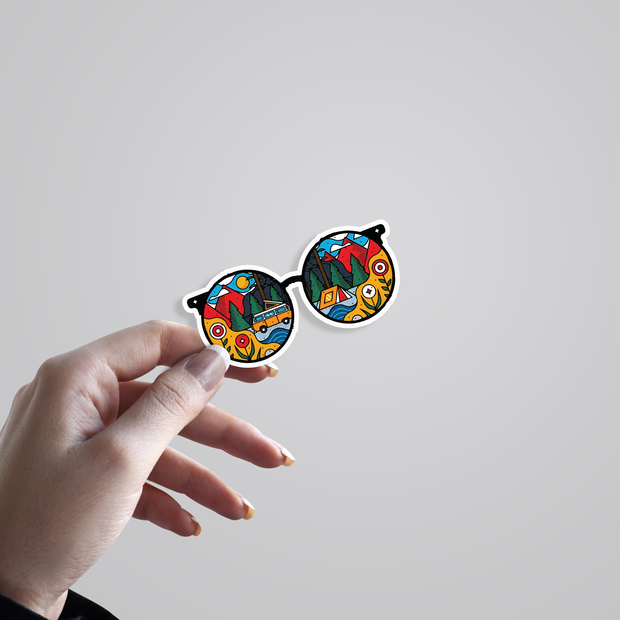 Hippie Glasses Travels Stickers