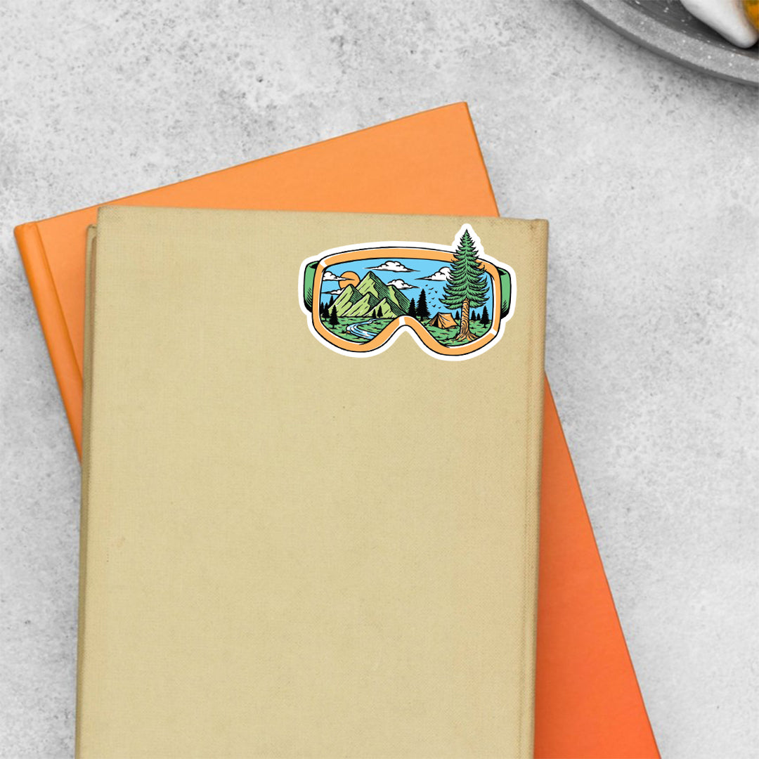 Mountain View in Goggles Travels Stickers