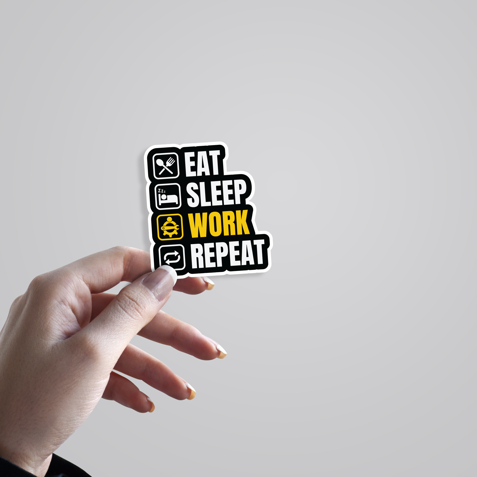 Fomo Store Stickers Witty Eat Sleep Work Repeat