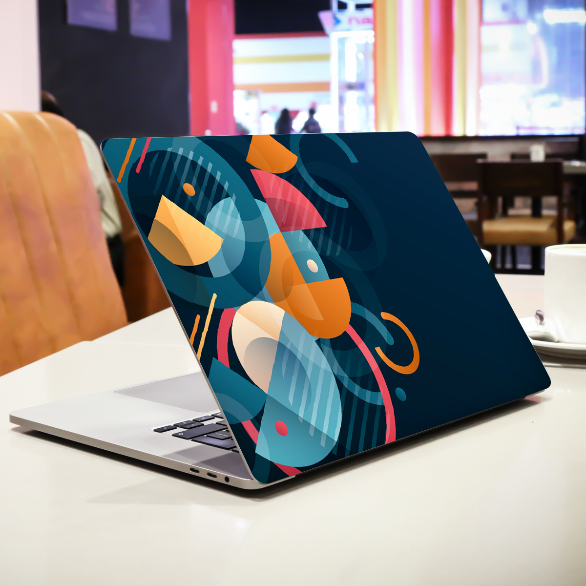 Orange Blue Geometric Design Abstract Laptop Skin